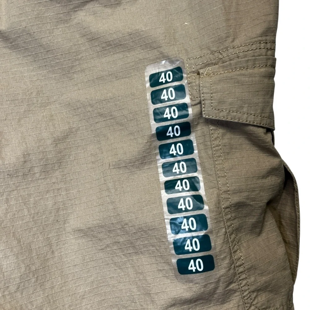IZOD Saltwater‎ Mens Cargo Shorts Khaki Tan Ripstop Cotton 40W 45CS182 NEW